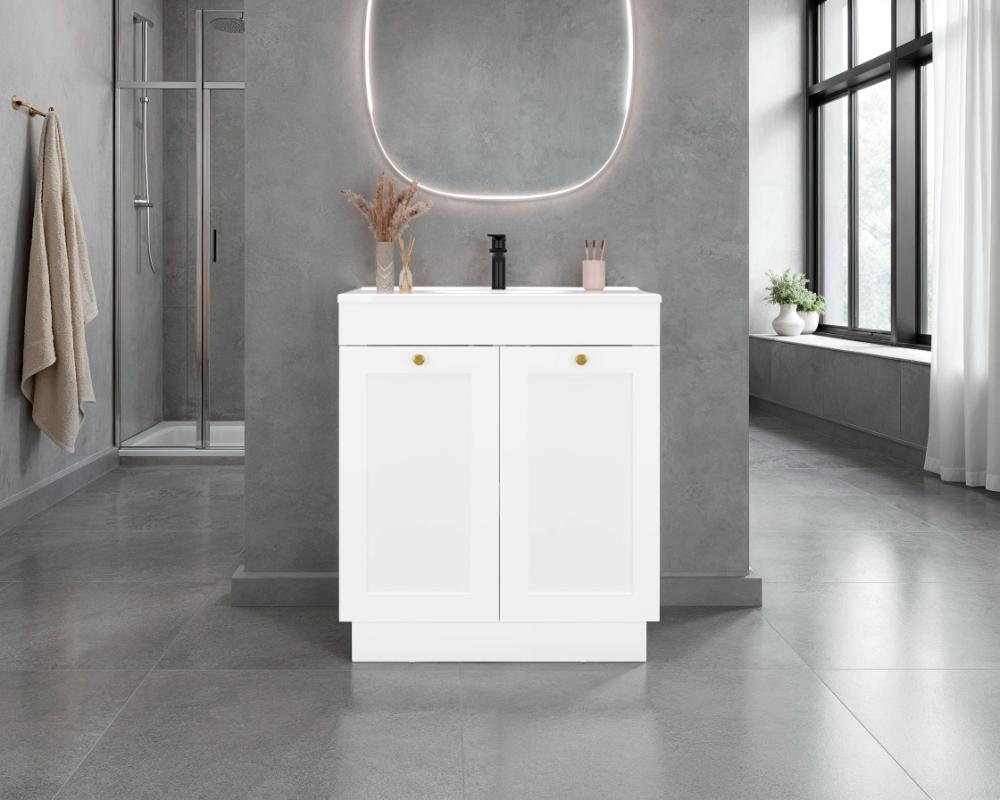 Mueble Para Lavamanos Baluarte, Blanco Duqueza, Incluye lavamanos Praia 30 ZF