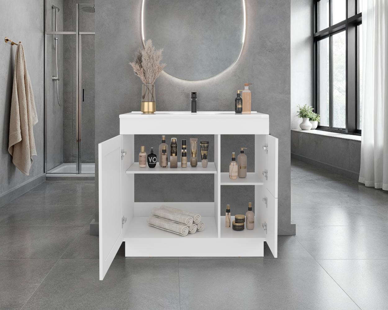 Mueble Para Lavamanos Baluarte, Blanco Duqueza, Incluye lavamanos Praia 36 ZF