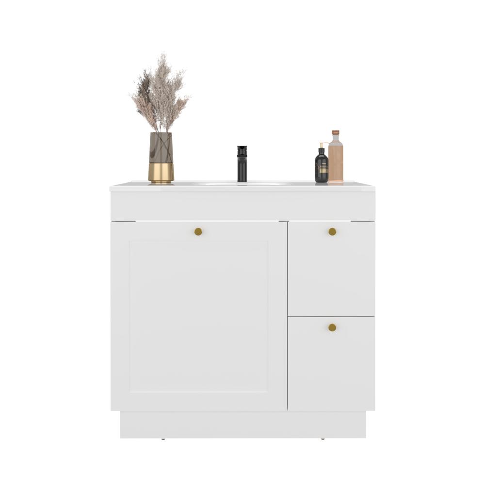 Mueble Para Lavamanos Baluarte, Blanco Duqueza, Incluye lavamanos Praia 36 ZF