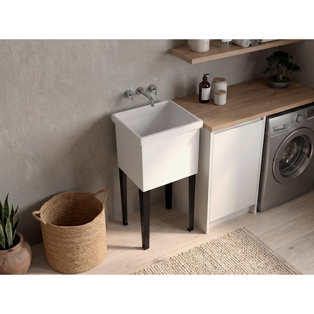 Mueble De Lavado Independiente Barium, Kronos Blanco, Con orificio para drenaje incluye lavamanos no grifería ZF