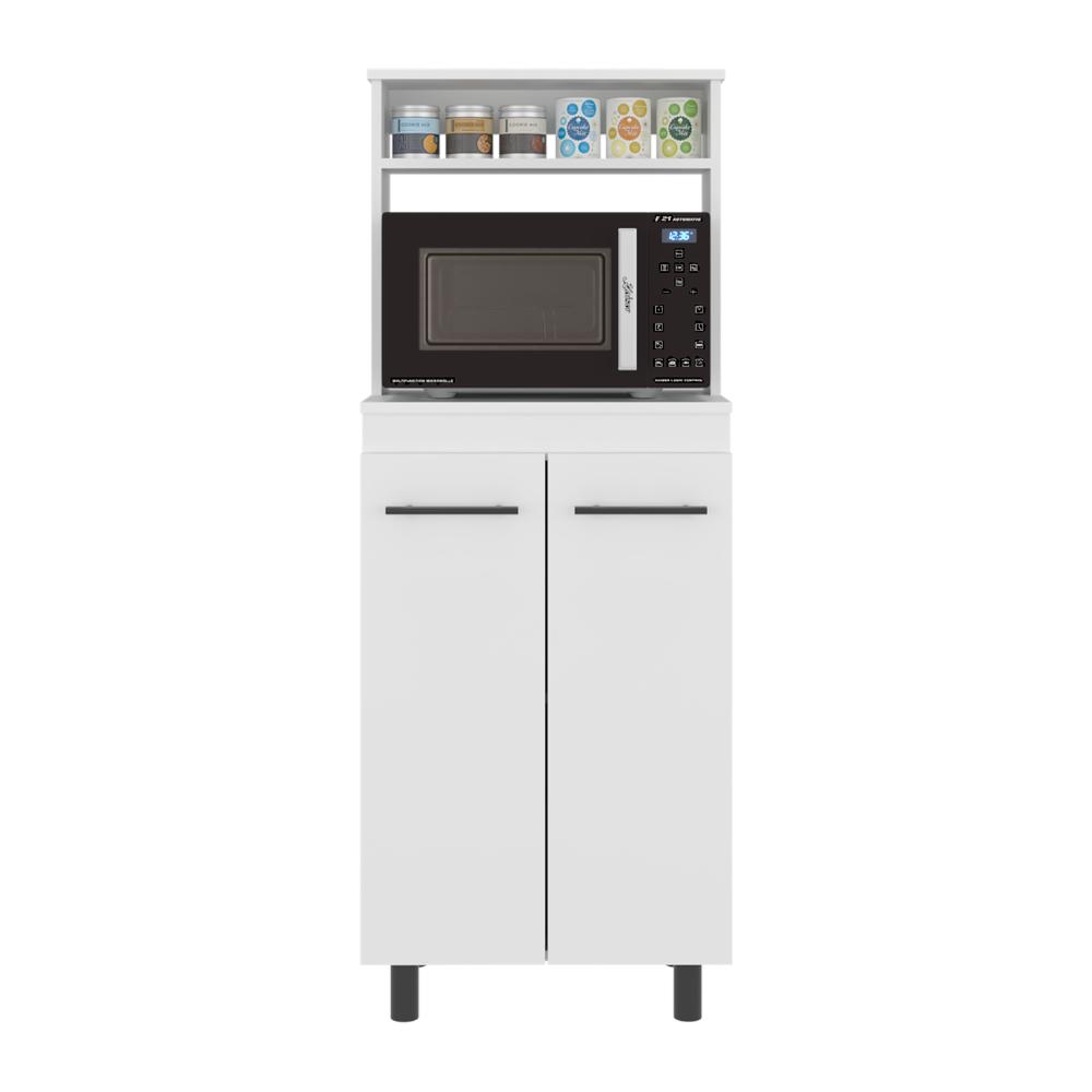 Modulo Microondas Kane, Kronos Blanco, Con compartimiento inferior para alimentos y utensilios de cocina ZF