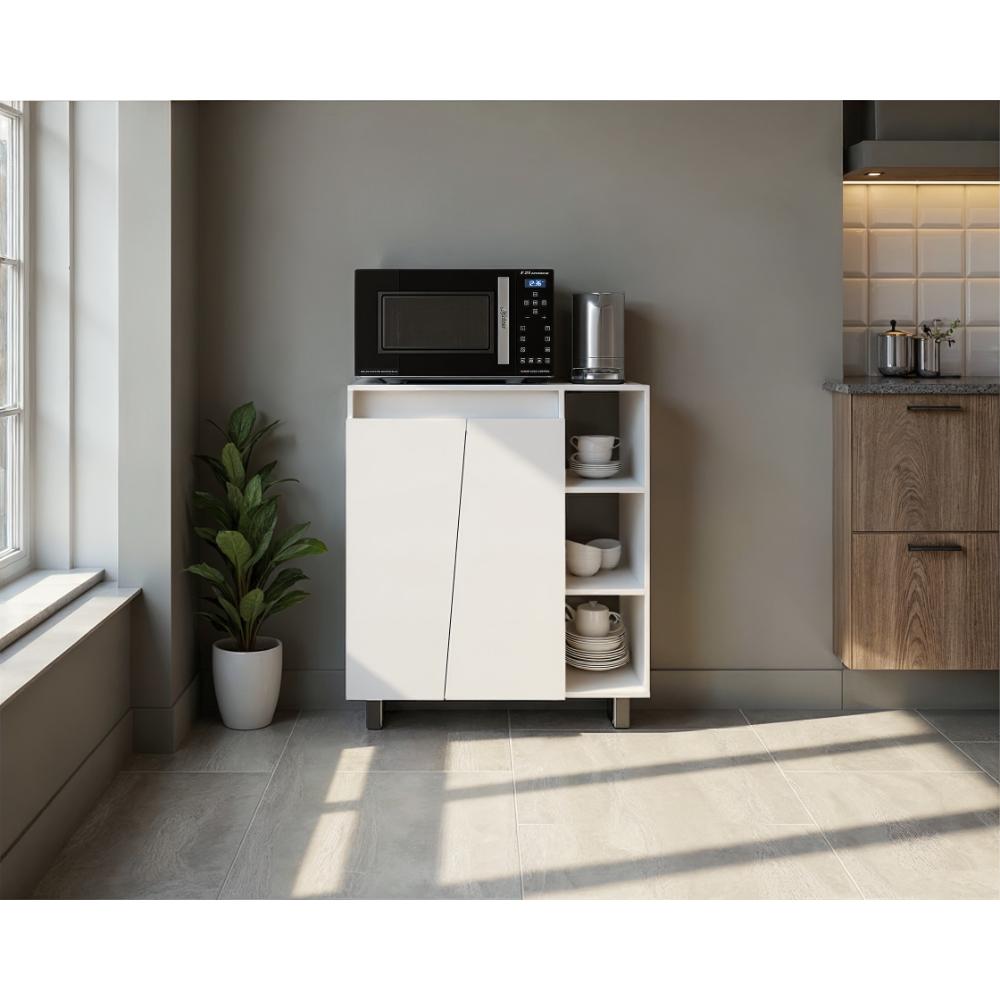 Modulo Microondas Sese, Kronos Blanco, Con dos puertas abatibles y compartimiento inferior para alimentos ZF