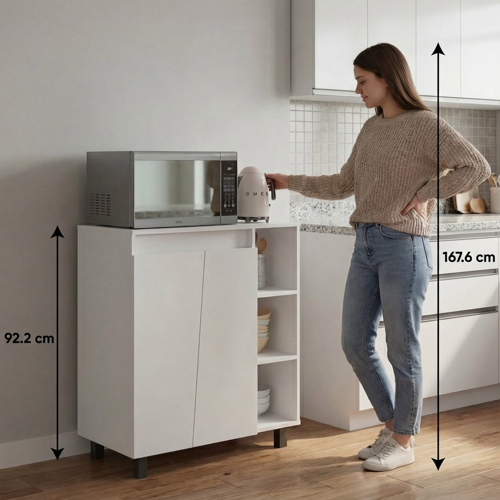 Modulo Microondas Sese, Kronos Blanco, Con dos puertas abatibles y compartimiento inferior para alimentos ZF