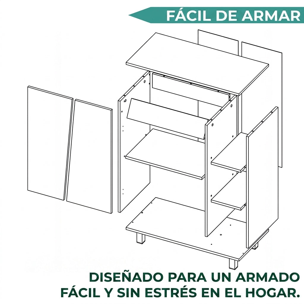 Modulo Microondas Sese, Kronos Blanco, Con dos puertas abatibles y compartimiento inferior para alimentos ZF