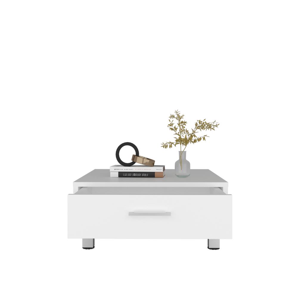 Mesa de Centro Ascher, Kronos Blanco, Con Un Cajón ZF
