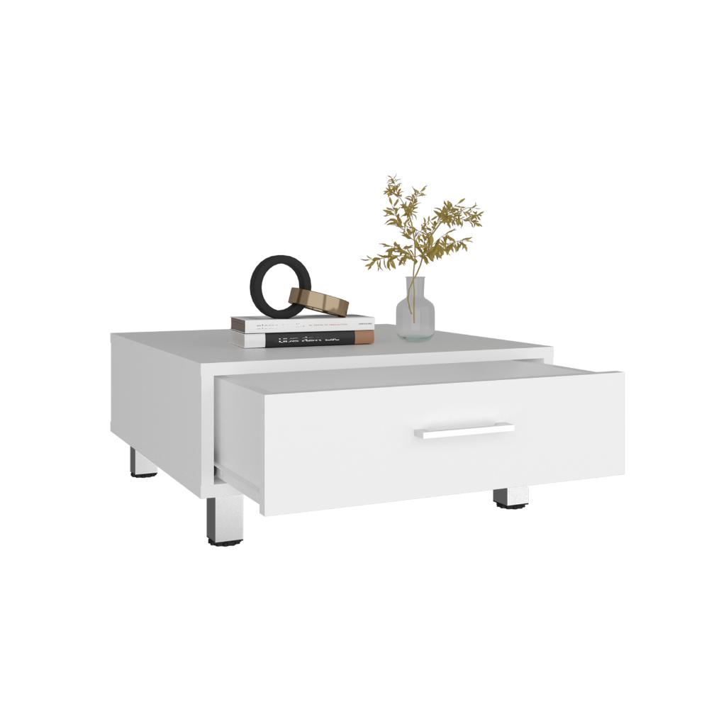 Mesa de Centro Ascher, Kronos Blanco, Con Un Cajón ZF