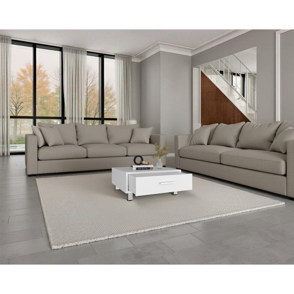 Mesa de Centro Ascher, Kronos Blanco, Con Un Cajón ZF