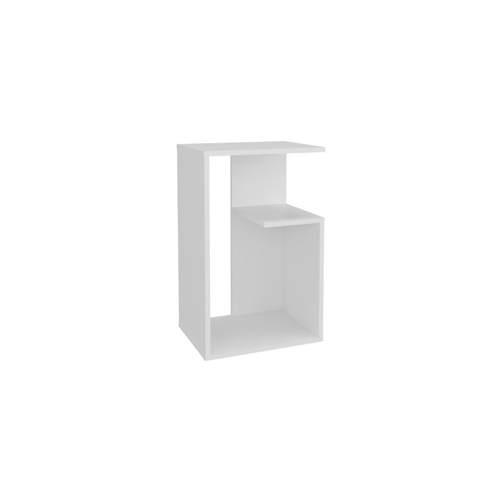 Mesa Auxiliar Evert, Kronos Blanco, con diseño moderno y espacio para ubicar objetos ZF
