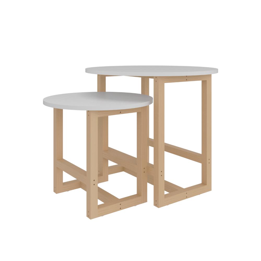 Combo Mesa Nido Luma, Blanco, Con Estilo Moderno.
