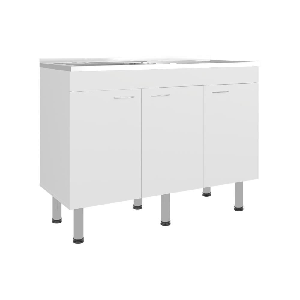 Gabinete Inferior de Cocina Oceana 120, Kronos Blanco, Incluye Mesón Izquierdo ZF
