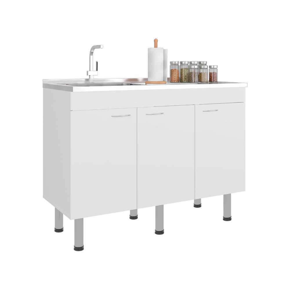 Gabinete Inferior de Cocina Oceana 120, Kronos Blanco, Incluye Mesón Izquierdo ZF