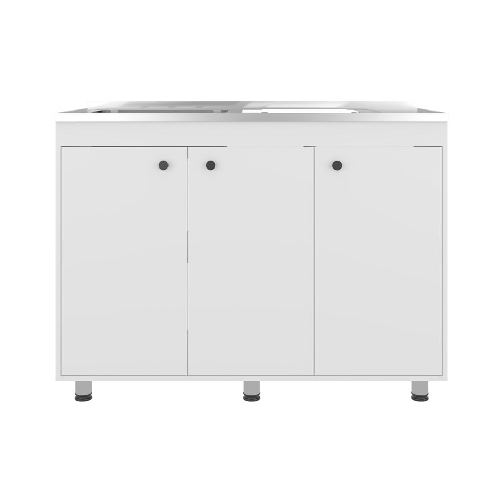 Gabinete Inferior Cantabria 120, Kronos Blanco, Ideal para Espacio Reducidos, con Mesón Izquierdo ZF