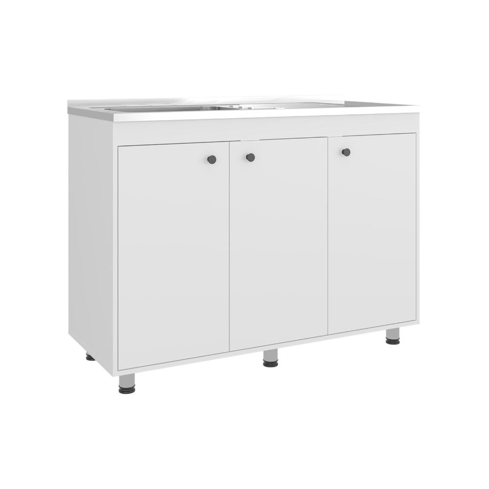 Gabinete Inferior Cantabria 120, Kronos Blanco, Ideal para Espacio Reducidos, con Mesón Izquierdo ZF