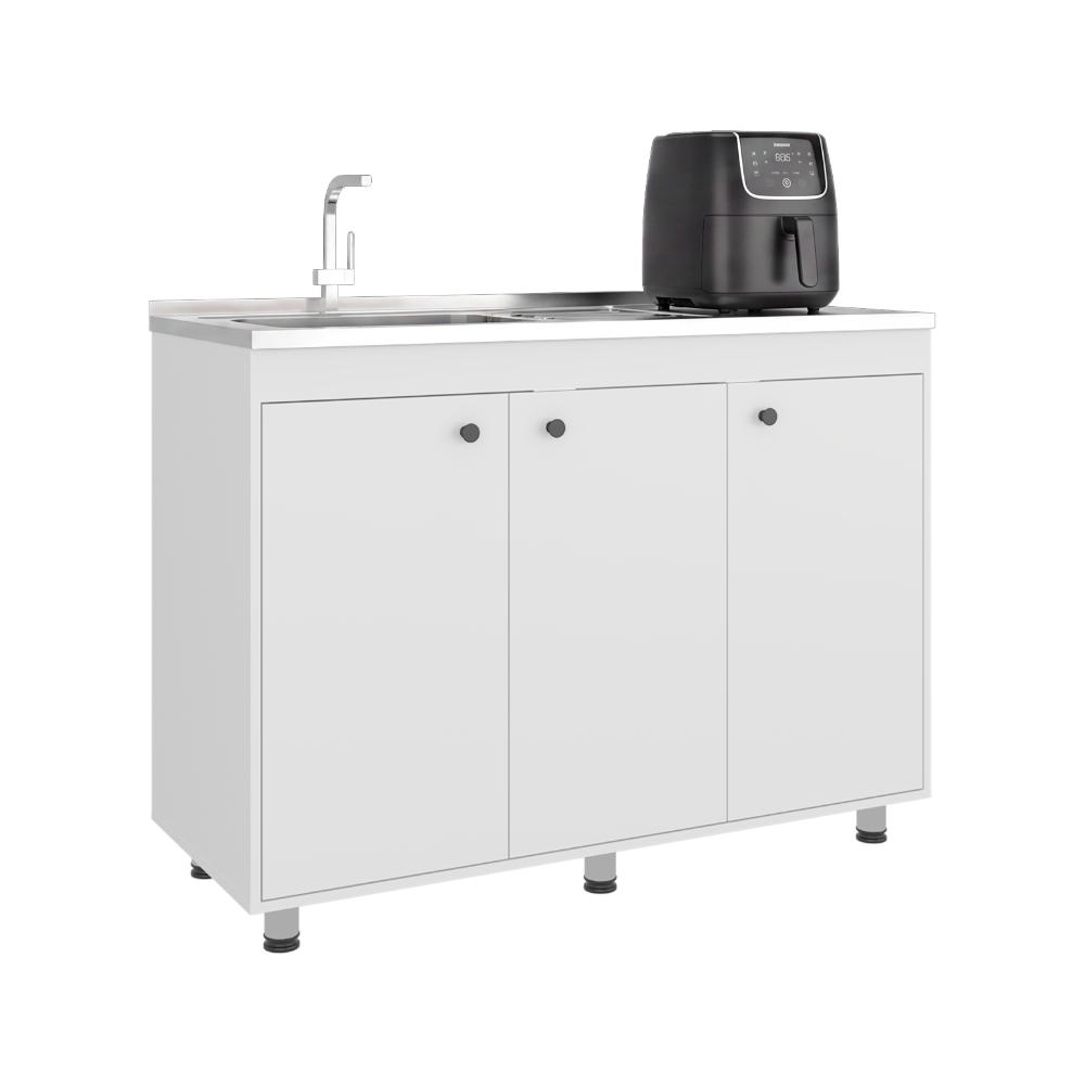 Gabinete Inferior Cantabria 120, Kronos Blanco, Ideal para Espacio Reducidos, con Mesón Izquierdo ZF