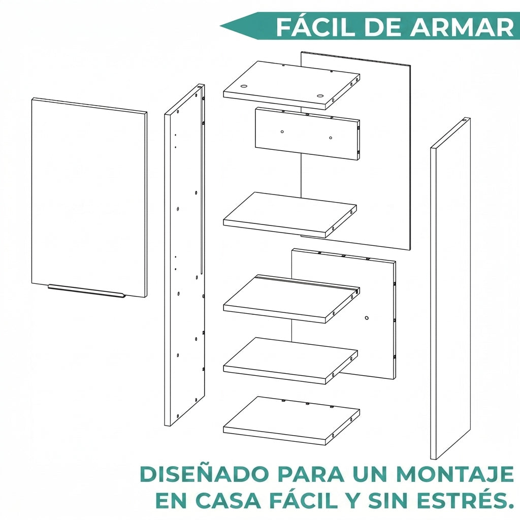 Gabinete de Baño Real, Blanco, con Tres Entrepaños ZF