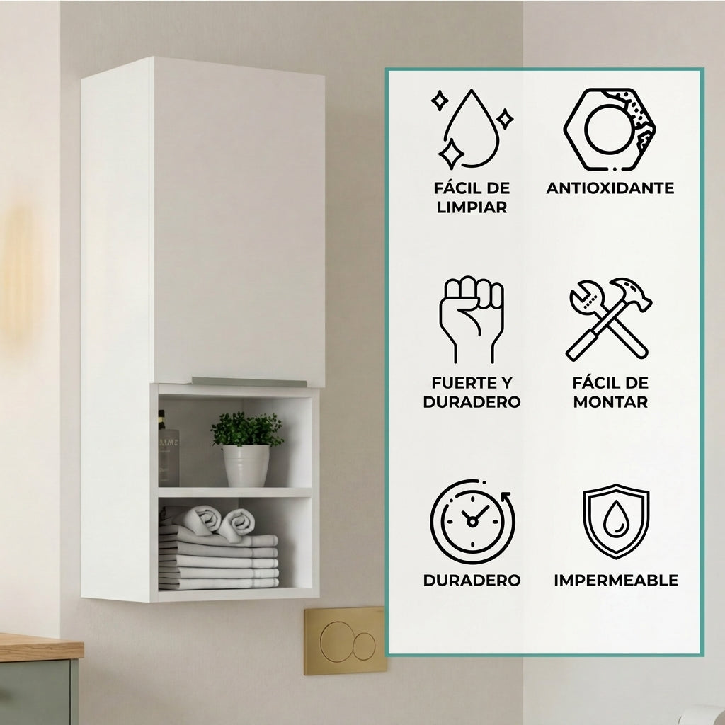 Gabinete de Baño Real, Blanco, con Tres Entrepaños ZF