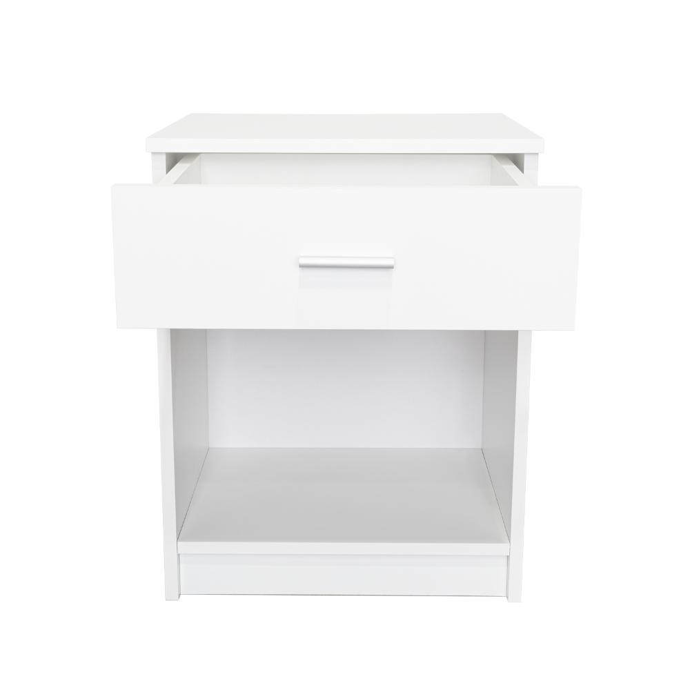 Mesa de Noche Bonaire, Blanco Vainilla, con Un Cajon Multiuso