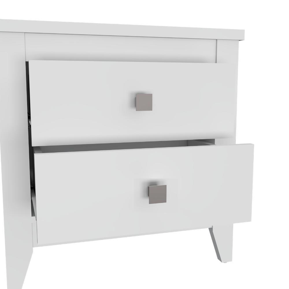 Set de 2 Mesas de Noche Dalot, Blanco, con Cajones y Diseño Moderno ZF