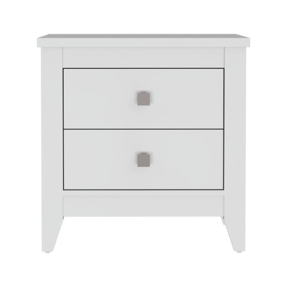 Set de 2 Mesas de Noche Dalot, Blanco, con Cajones y Diseño Moderno ZF