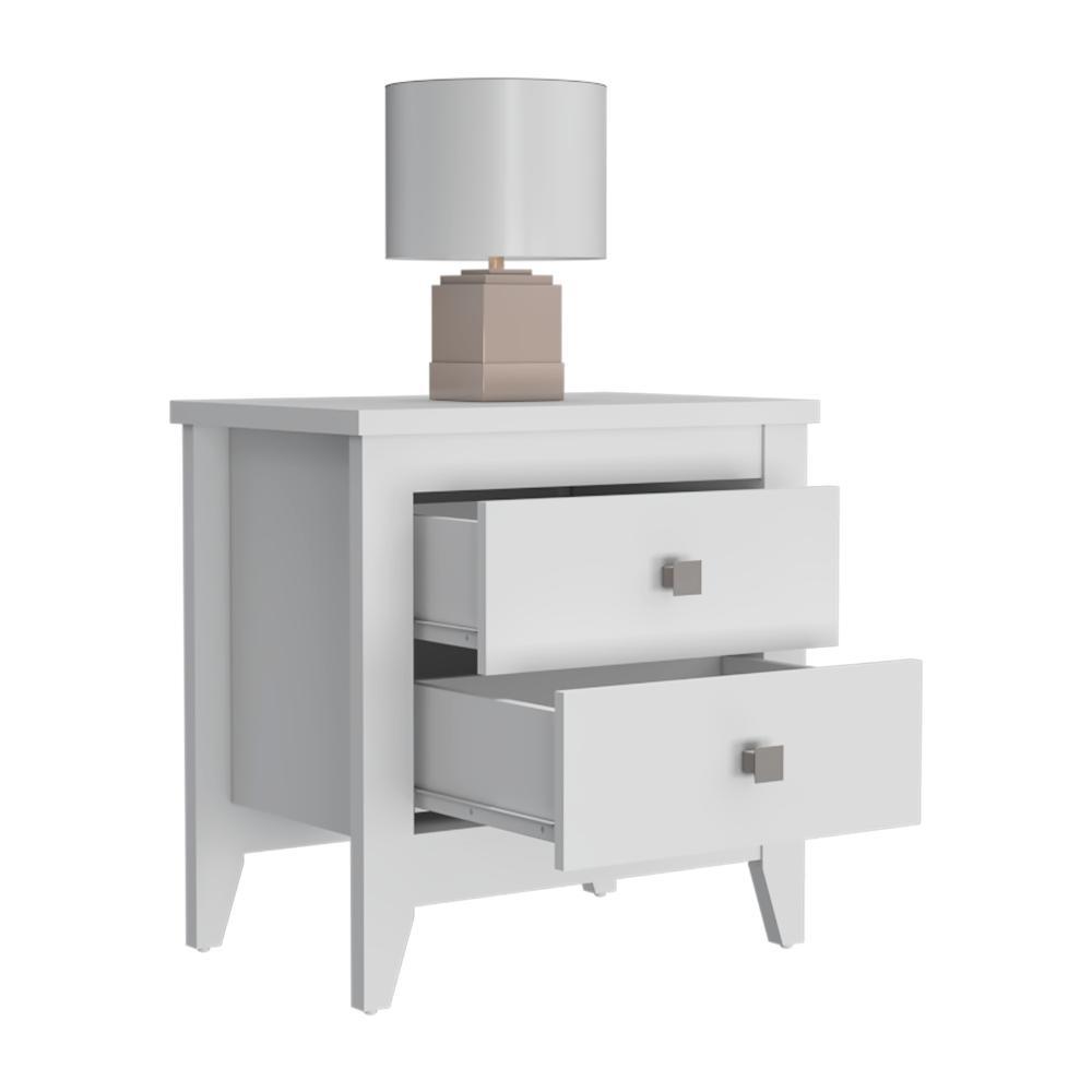 Set de 2 Mesas de Noche Dalot, Blanco, con Cajones y Diseño Moderno ZF