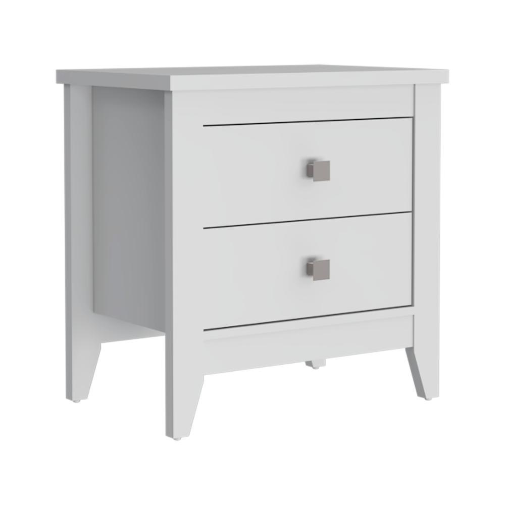 Set de 2 Mesas de Noche Dalot, Blanco, con Cajones y Diseño Moderno ZF