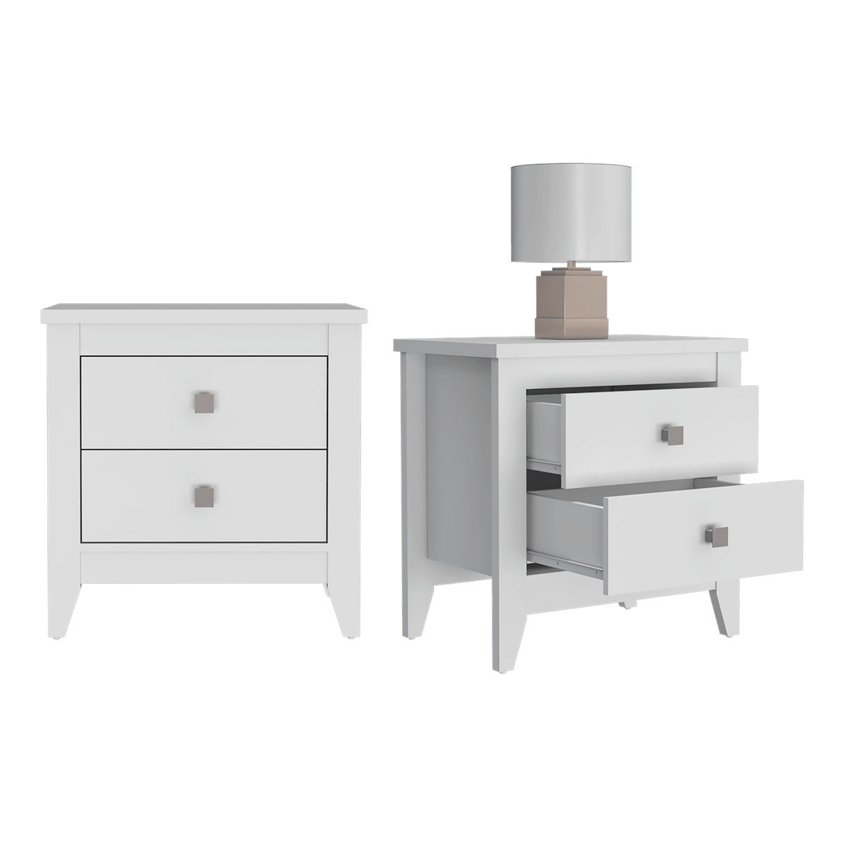 Set de 2 Mesas de Noche Dalot, Blanco, con Cajones y Diseño Moderno ZF
