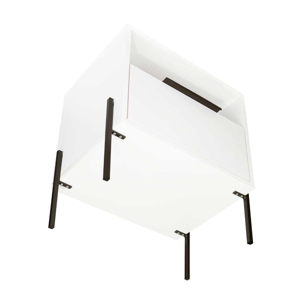 Mesa de Noche Wesley, Blanco Duqueza, Con Un Cajón Deslizable y Entrepaños