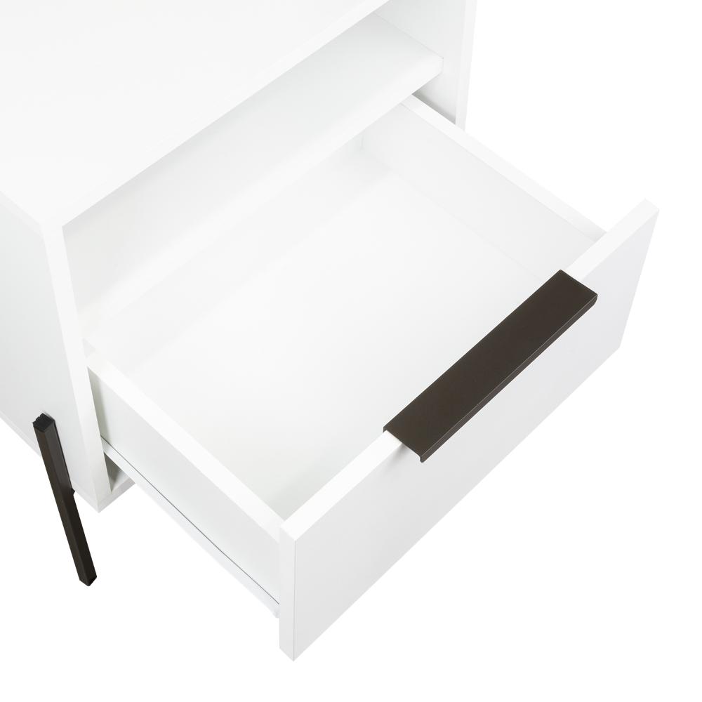 Mesa de Noche Wesley, Blanco Duqueza, Con Un Cajón Deslizable y Entrepaños