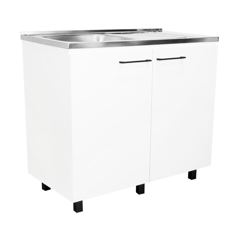 Gabinete Inferior Cantabria, Blanco, con Dos Puertas Abatibles y Mesón derecho ZF