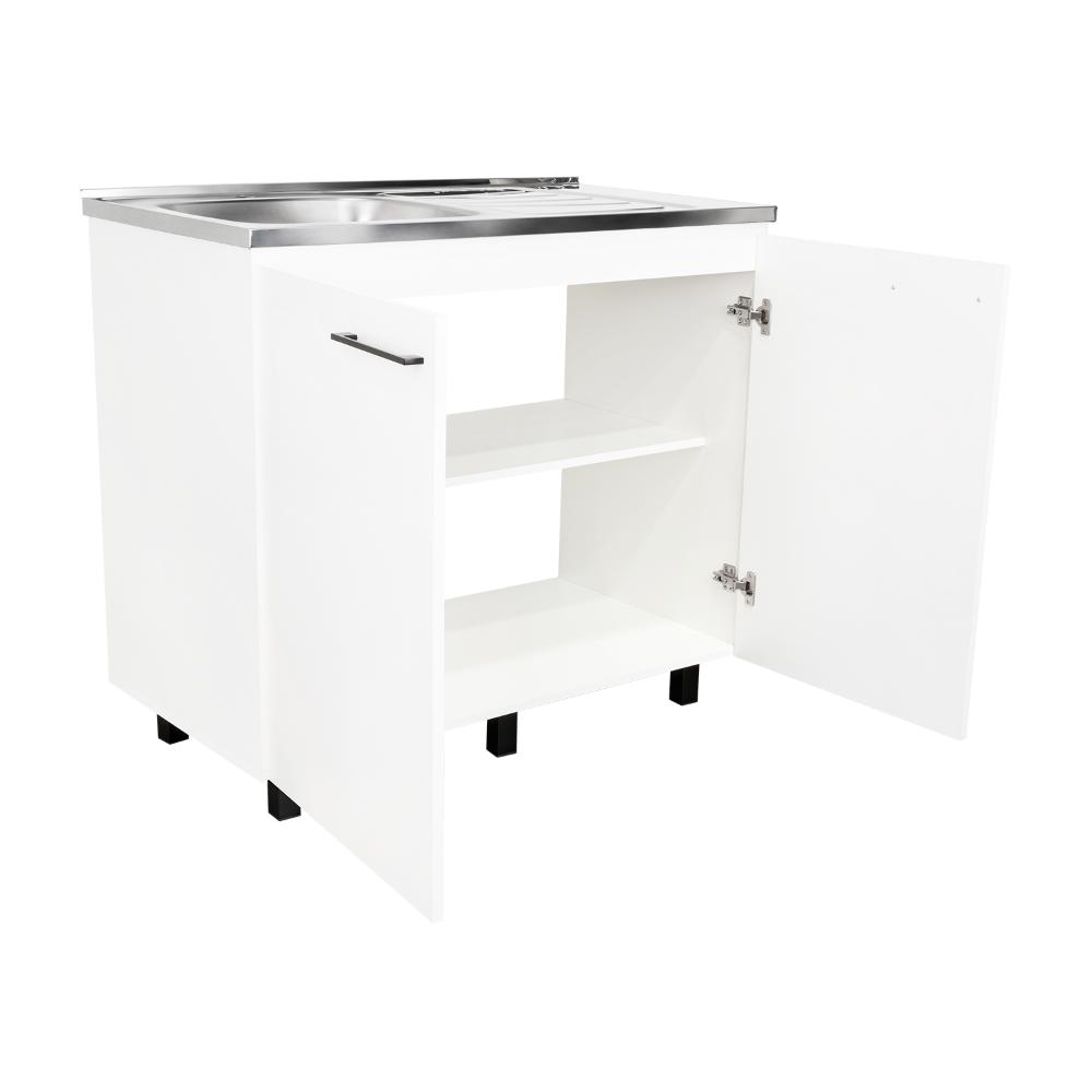 Gabinete Inferior Cantabria, Blanco, con Dos Puertas Abatibles y Mesón derecho ZF