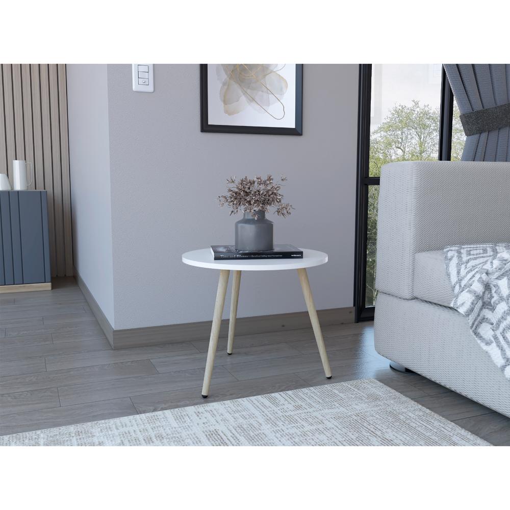 Mesa de Centro Zohi, Blanco, con Diseño Redondo