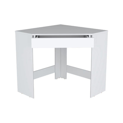 Escritorio Esquinero Amity, Blanco, con un cajón ZF