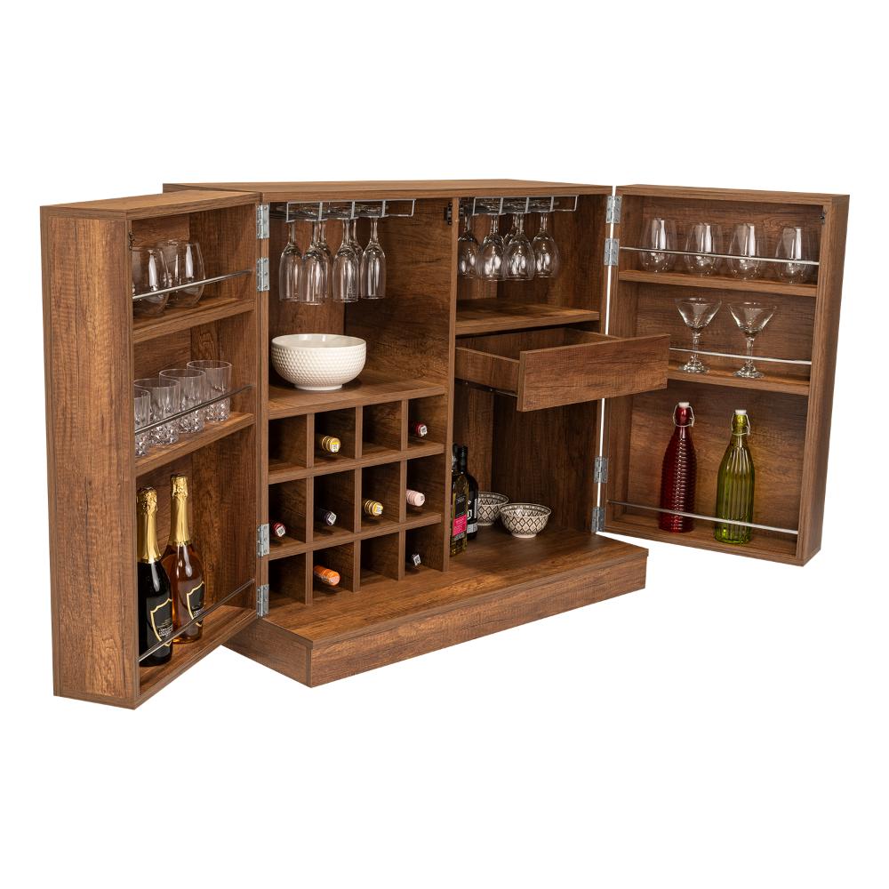 Bar Sienega, Avellana, con Espacio Para Botellas y Porta Copas