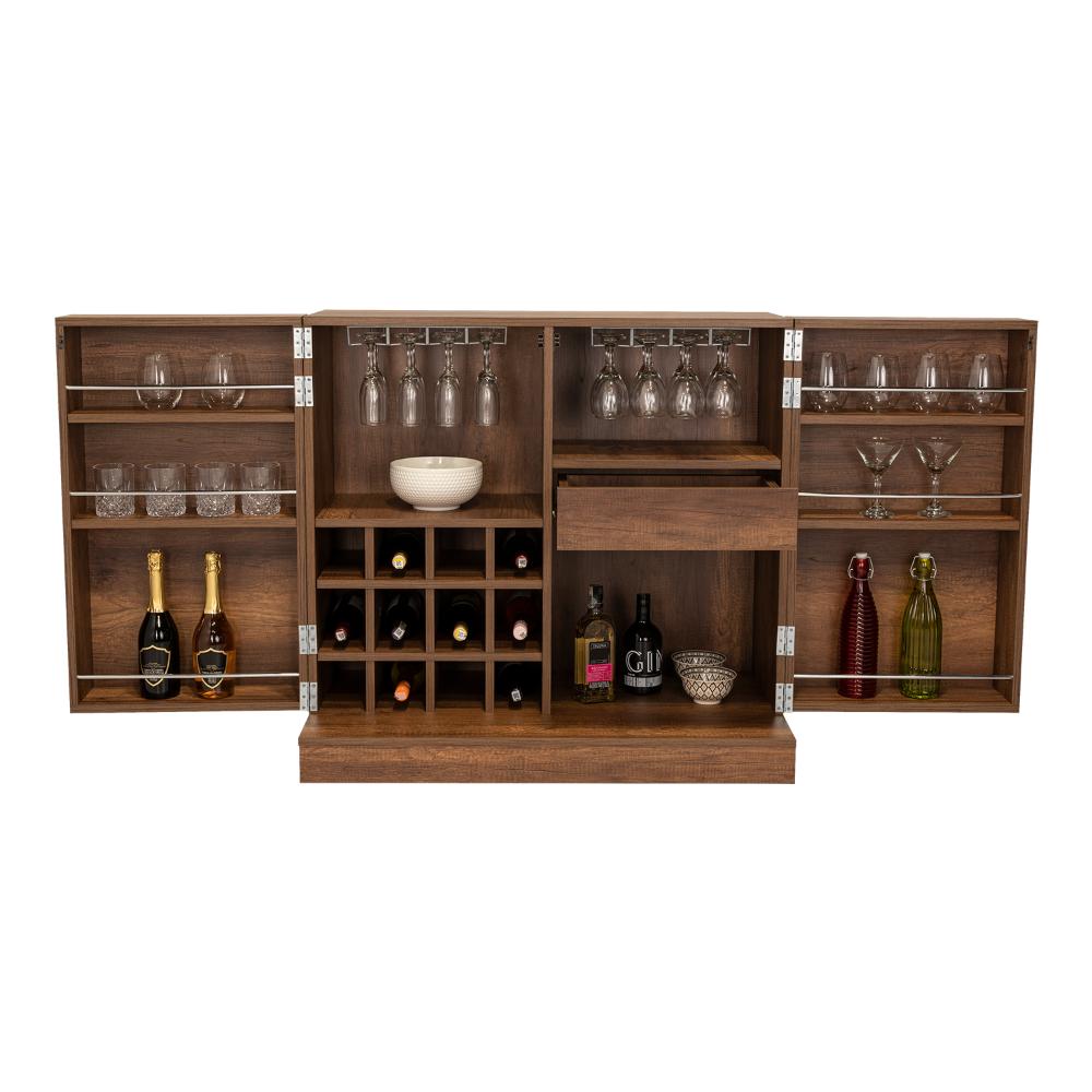 Bar Sienega, Avellana, con Espacio Para Botellas y Porta Copas