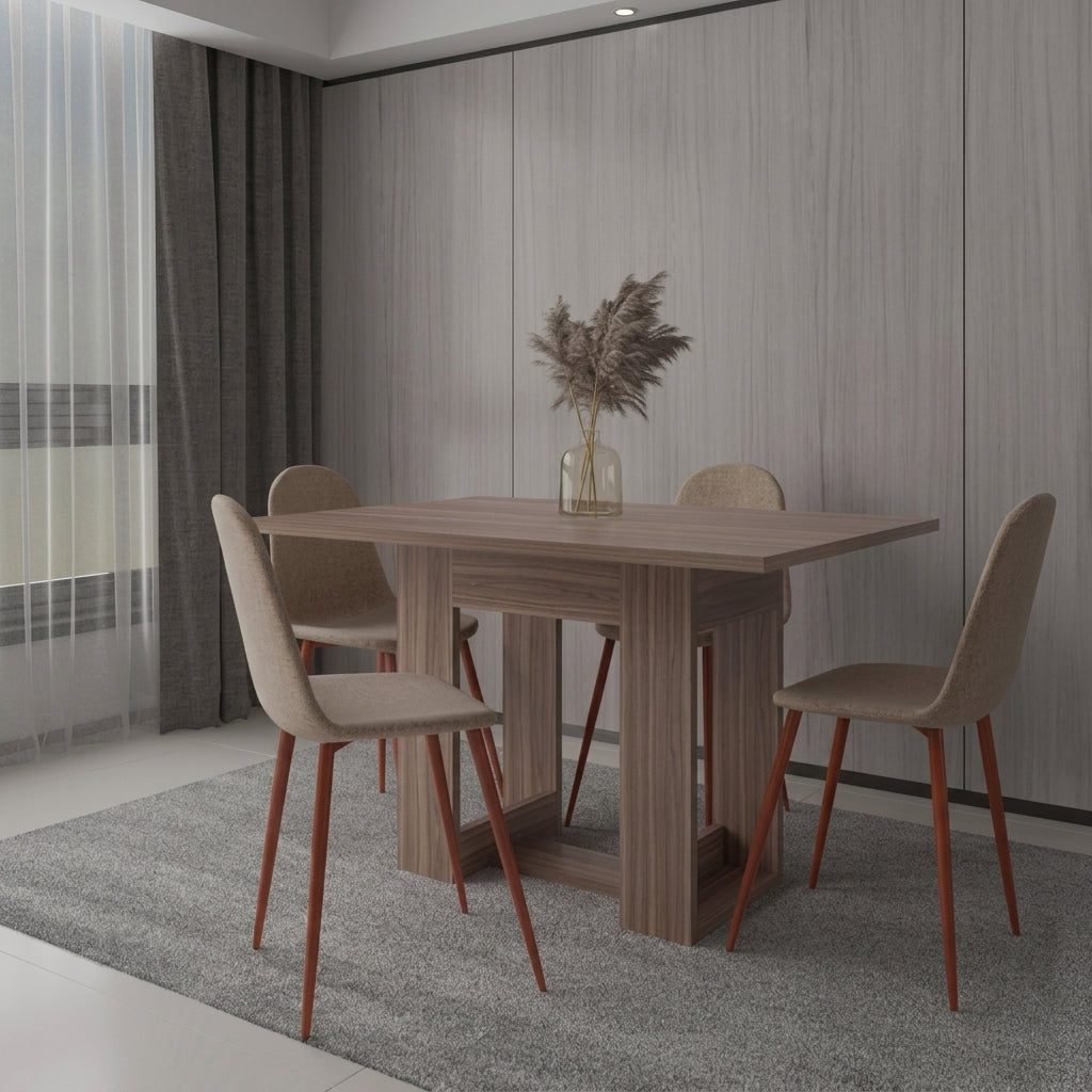 Mesa para Comedor Volder, Avellana, con Amplia Superficie, No Incluye Sillas