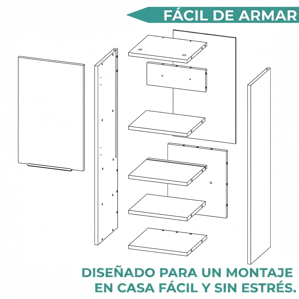 Gabinete de Baño Real, Miel, con Tres Entrepaños ZF