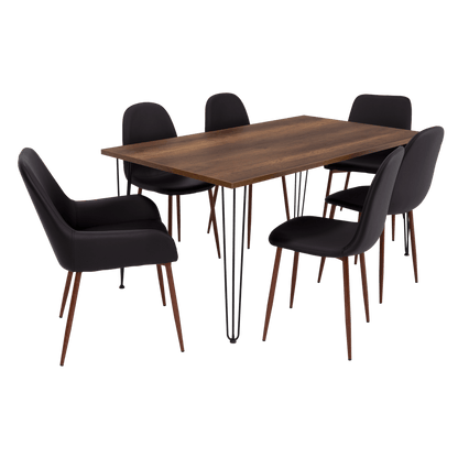 Combo Comedor Vimeno, Cobre, Wengue y Café Claro, Incluye Comedor y 6 Sillas - VIRTUAL MUEBLES
