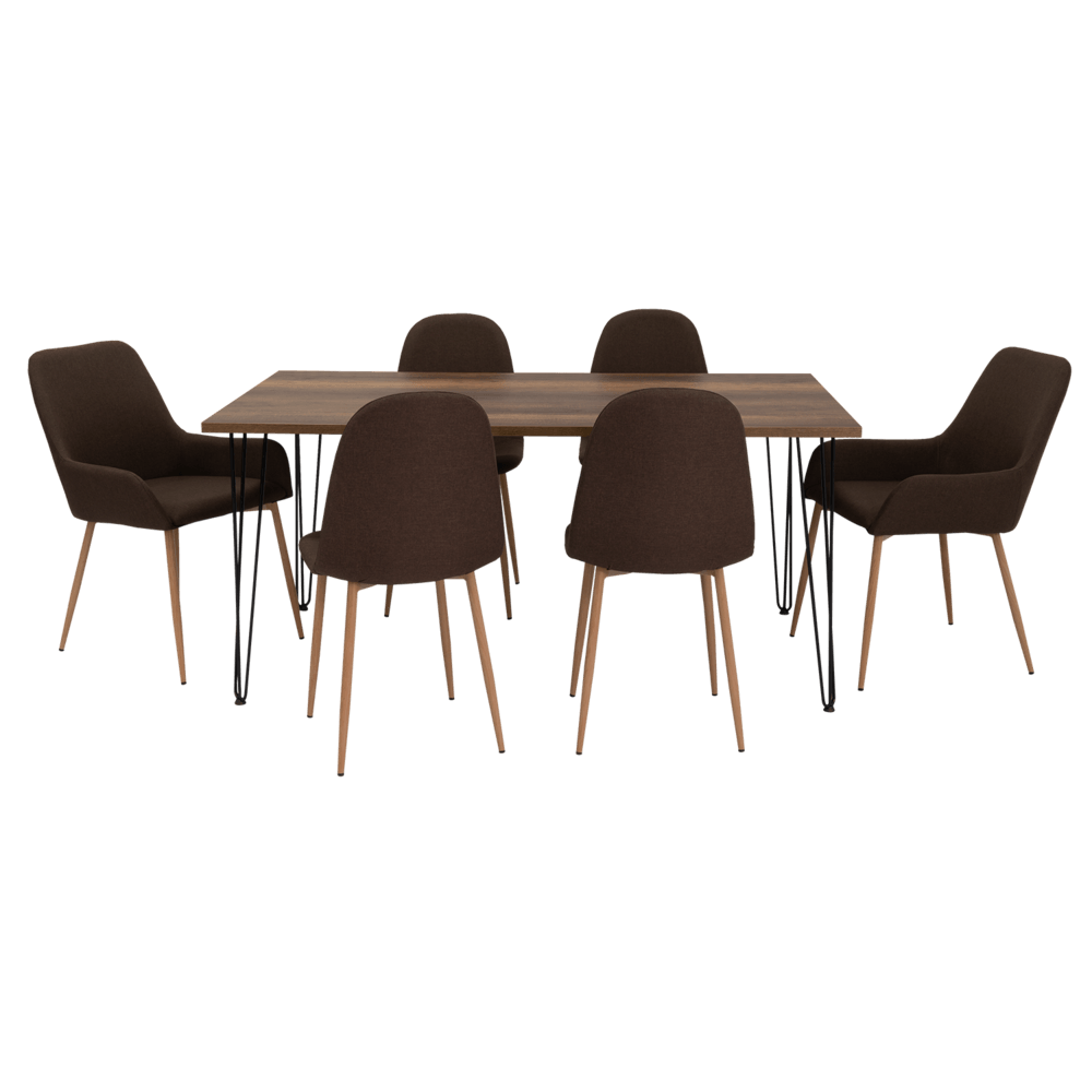 Combo Comedor Vimeno, Cobre, Chocolate y Café Claro, Incluye Comedor y 6 Sillas - VIRTUAL MUEBLES