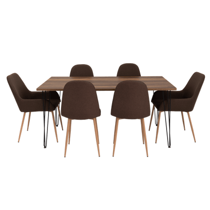 Combo Comedor Vimeno, Cobre, Chocolate y Café Claro, Incluye Comedor y 6 Sillas - VIRTUAL MUEBLES