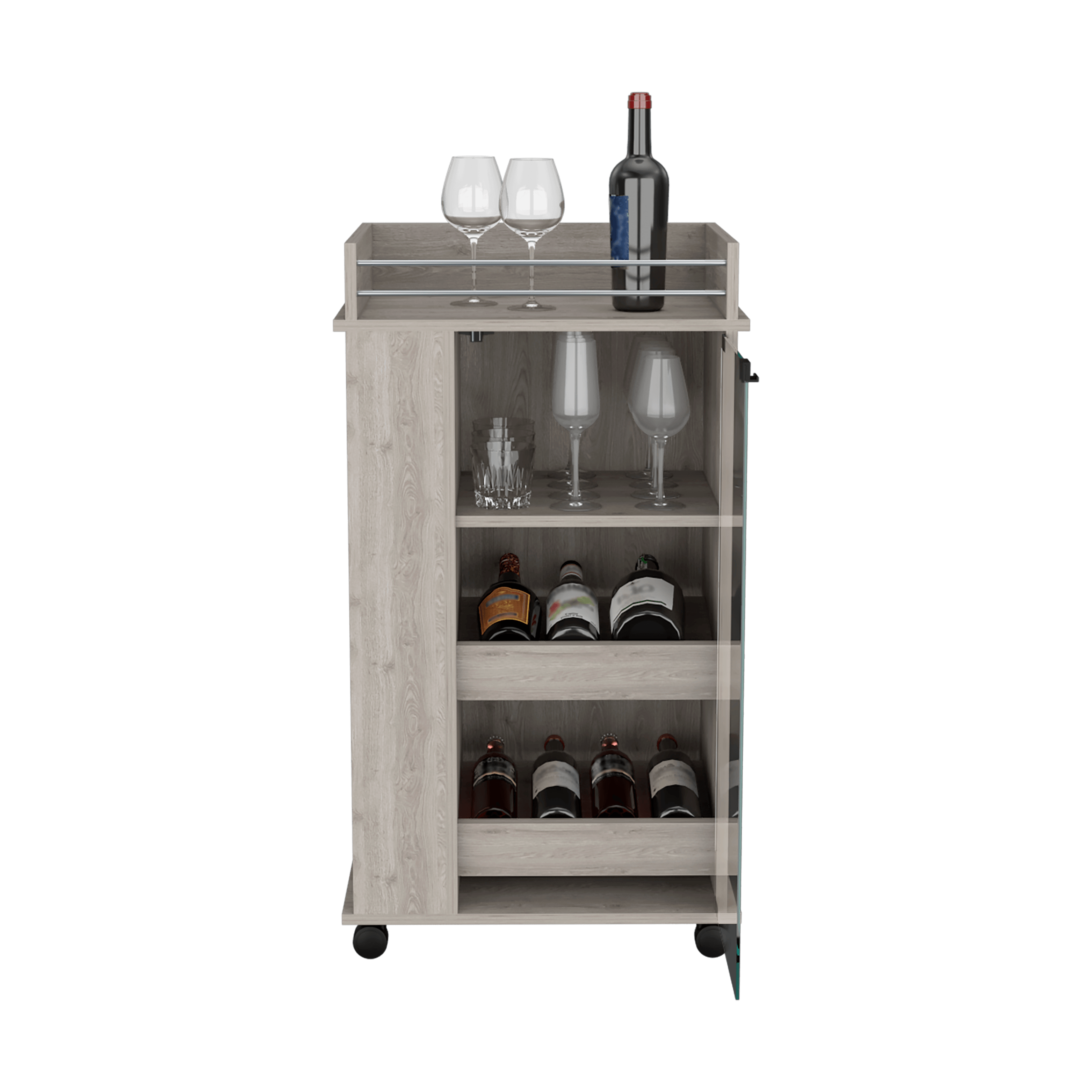 Bar Spirit, Humo, con Amplios Espacios Para Ubicar Copas y Botellas ZF - VIRTUAL MUEBLES