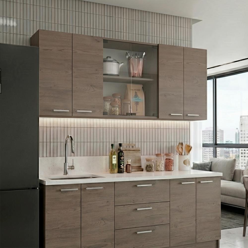 Gabinete Superior Vega, Kronos Cannolo, con cuatro puertas batientes y dos puertas en vidrio ZF