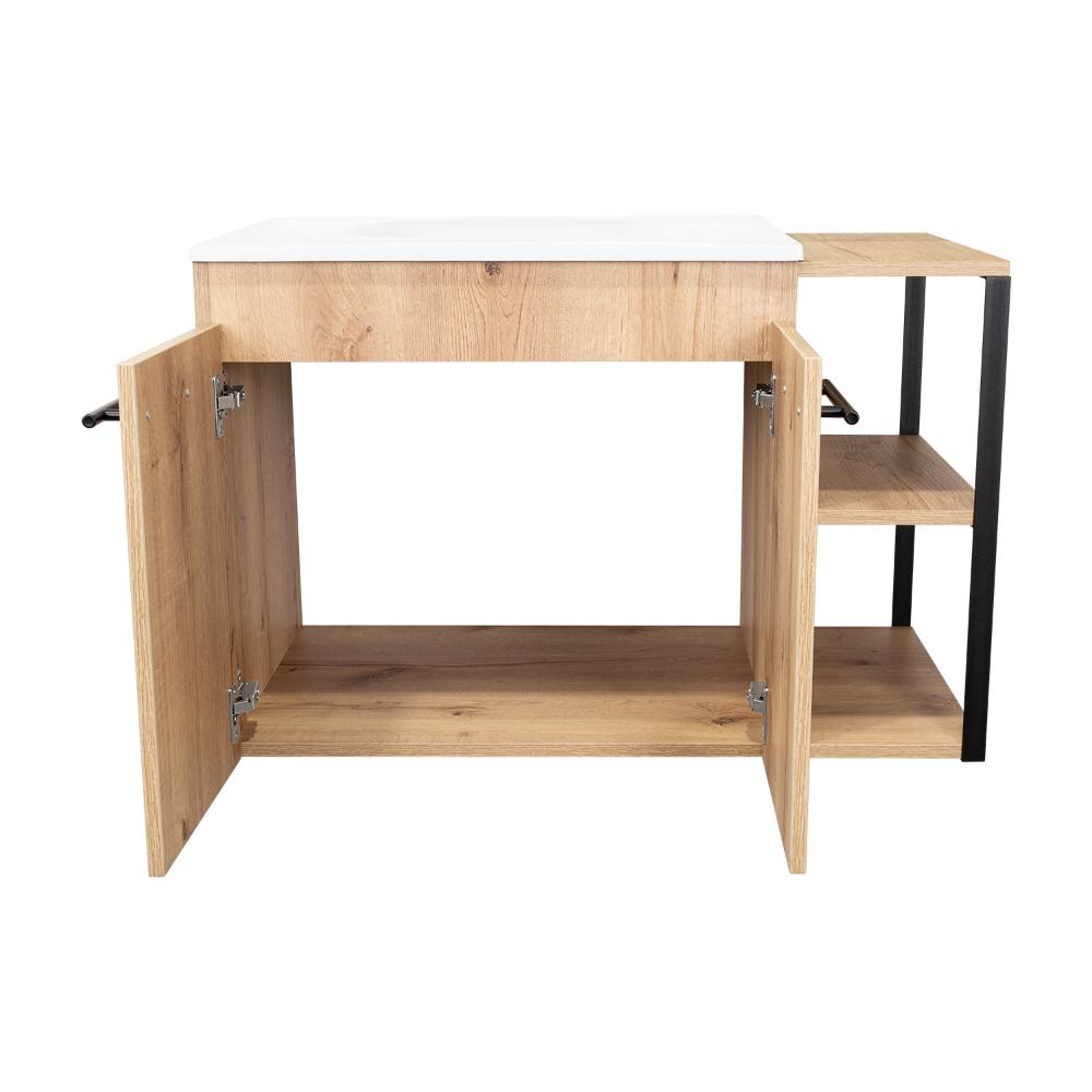 Mueble para Lavamanos Anney, Café Claro, con Dos Puertas y Dos Entrepaños 80 Incluye Lavamanos.