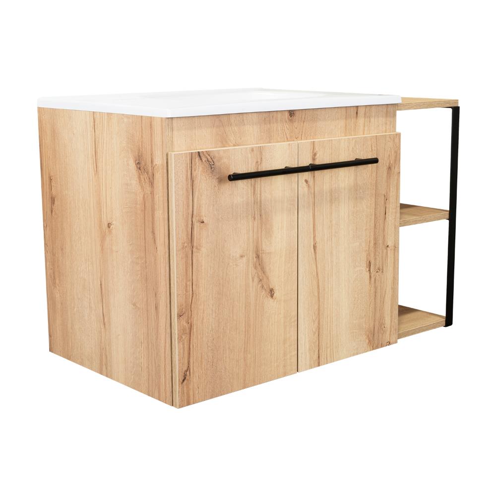 Mueble para Lavamanos Anney, Café Claro, con Dos Puertas y Dos Entrepaños 80 Incluye Lavamanos.