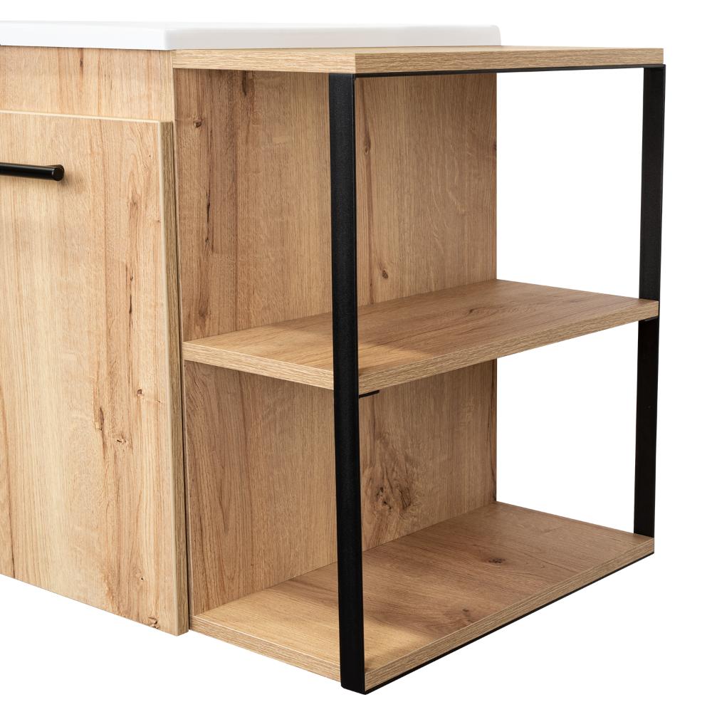 Mueble para Lavamanos Anney, Café Claro, con Dos Puertas y Dos Entrepaños 80 Incluye Lavamanos.