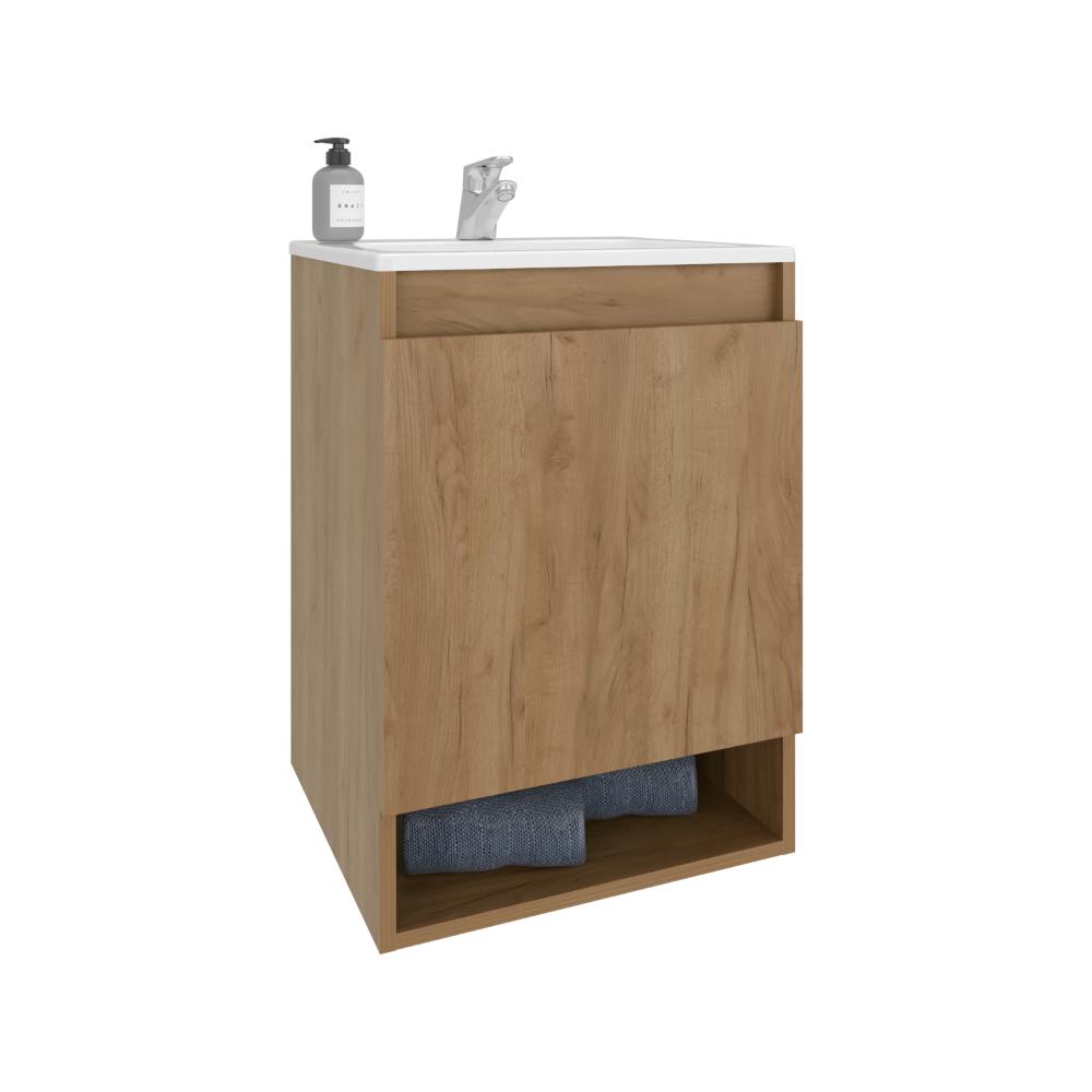 Mueble para Lavamanos Nissi, Fresno Europeo, Incluye Lavamanos Praia 45x45 ZF