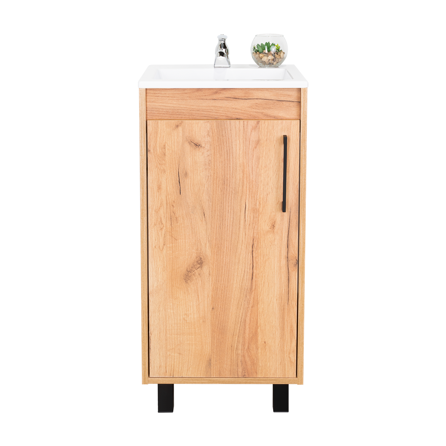Mueble Lavamanos a Piso Oxford, Fresno Europeo y Plomo, Incluye Lavamanos 40cm ZF