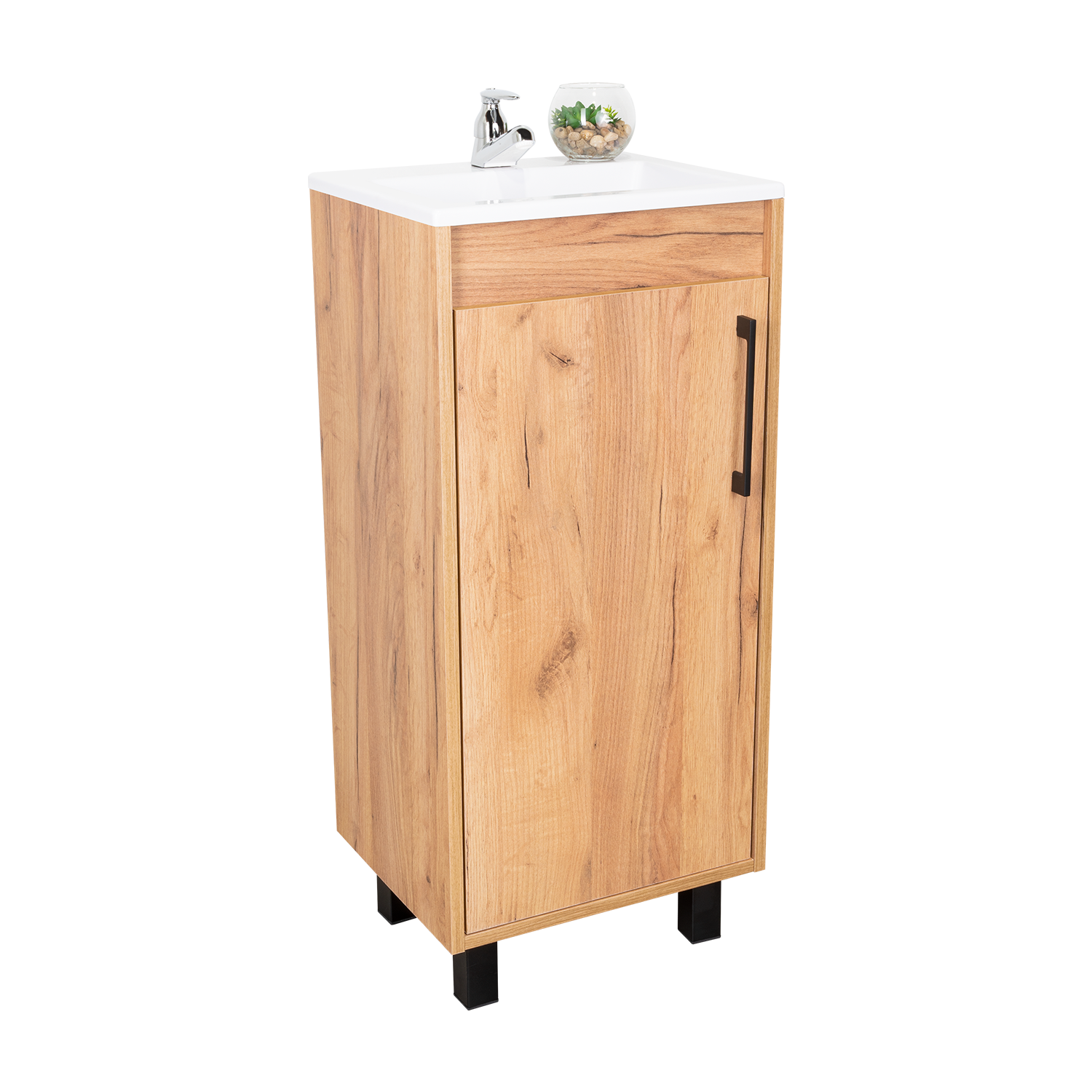 Mueble Lavamanos a Piso Oxford, Fresno Europeo y Plomo, Incluye Lavamanos 40cm ZF