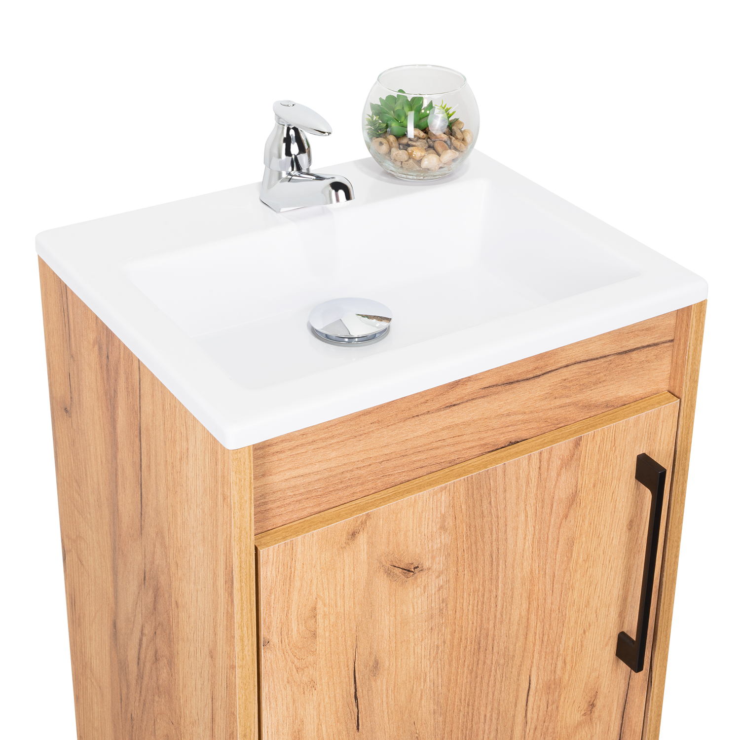 Mueble Lavamanos a Piso Oxford, Fresno Europeo y Plomo, Incluye Lavamanos 40cm ZF