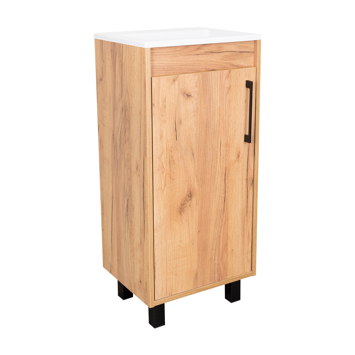 Mueble Lavamanos a Piso Oxford, Fresno Europeo y Plomo, Incluye Lavamanos 40cm ZF