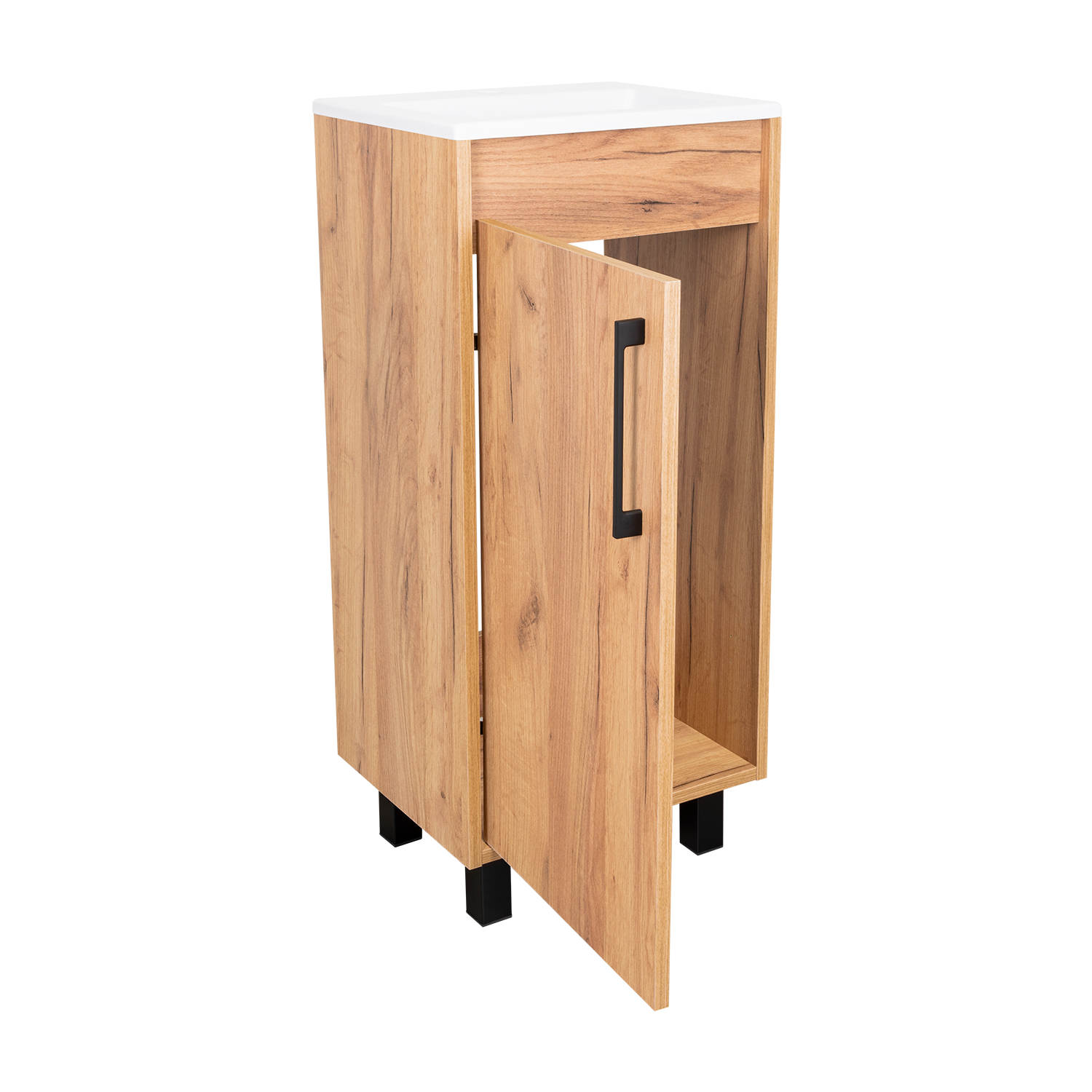 Mueble Lavamanos a Piso Oxford, Fresno Europeo y Plomo, Incluye Lavamanos 40cm ZF